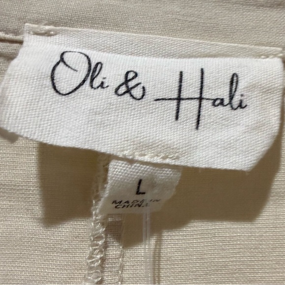 Oli & Hali Cream Button-Down Tunic with Tan Patchwork Hem - Picture 3 of 8